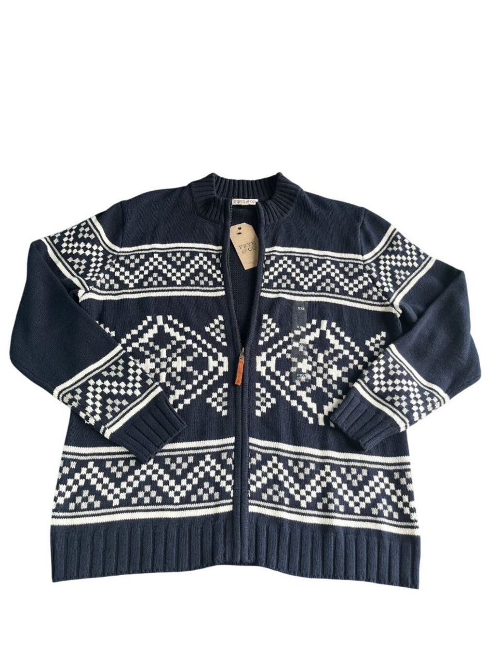 Women's Frye and Co NWT Mock Neck Full Zip Sweater - Navy Night Sky Size 2XL